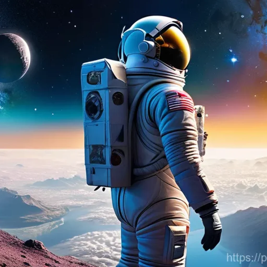 과학 도서 추천 리스트 - **Prompt 1: Cosmic Voyage of Wonder**
"A lone astronaut, wearing a sleek, full-body space suit w...