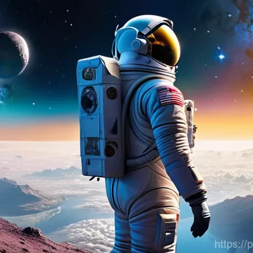 과학 도서 추천 리스트 - **Prompt 1: Cosmic Voyage of Wonder**
    "A lone astronaut, wearing a sleek, full-body space suit w...